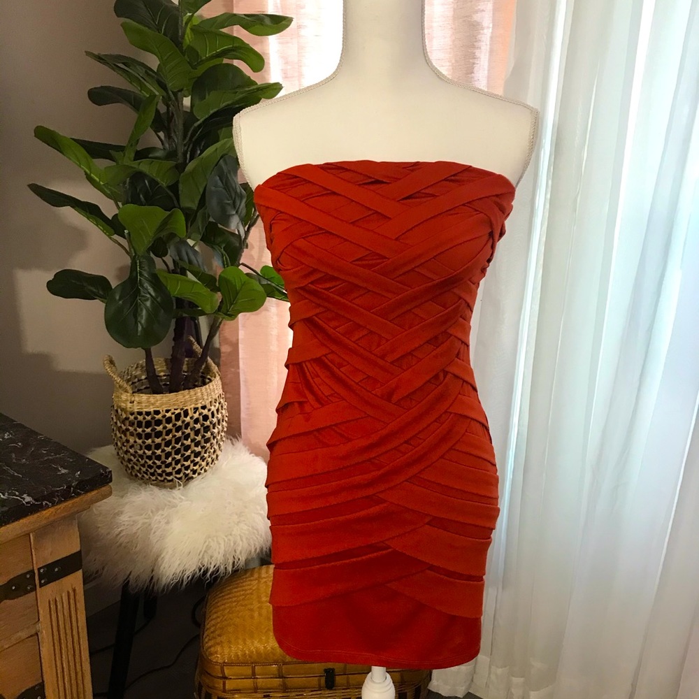 Dani Burnt Orange Strapless Dress